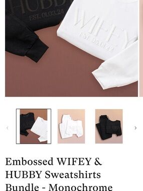 Blankën Embossed Logo Crewneck Sweatshirt in White and Pale Pink